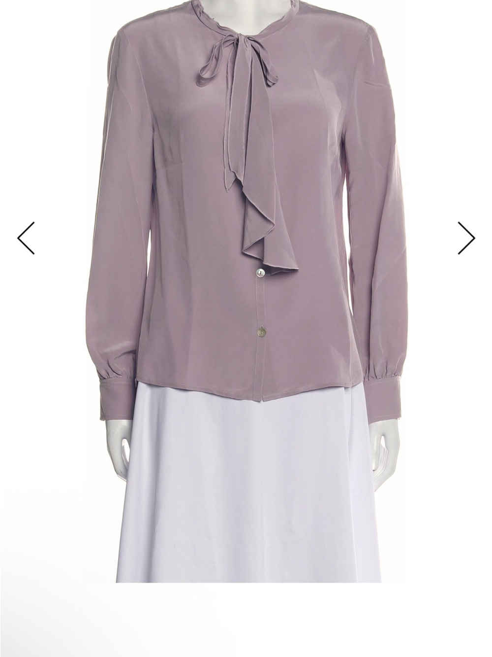 St. John Lavender Tie-Neck Silk Blouse